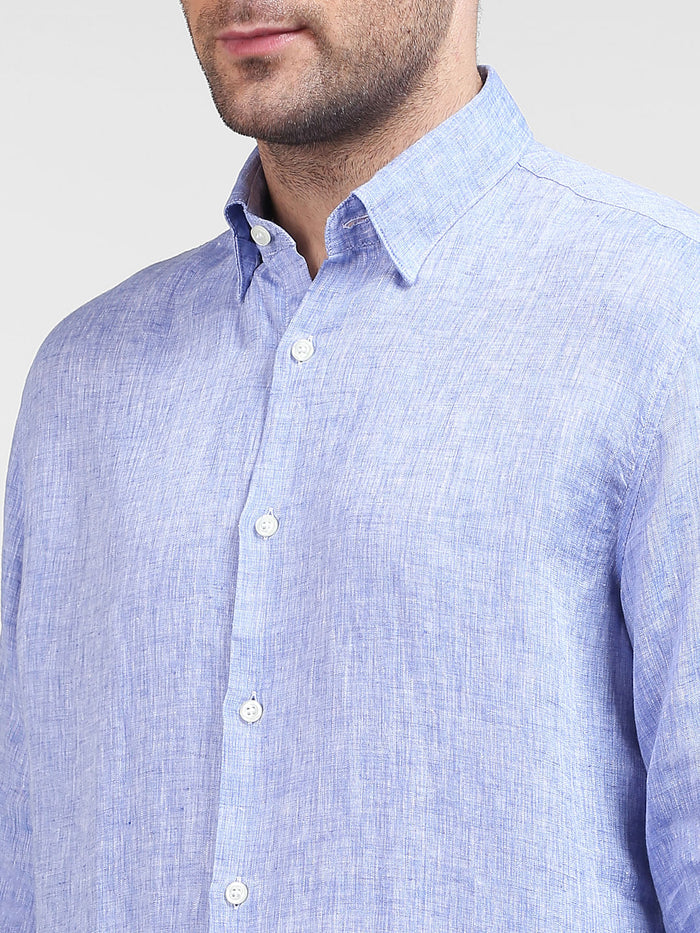Blue Linen Full Sleeves Shirt