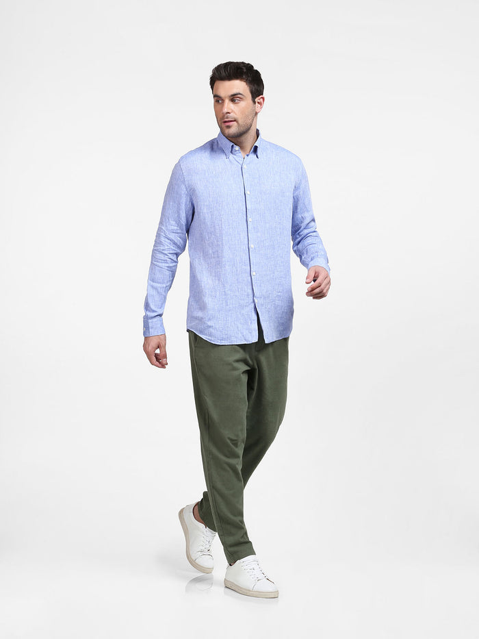 Blue Linen Full Sleeves Shirt