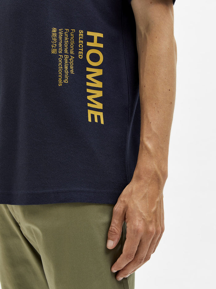 Blue Logo Print Crew Neck T-Shirt