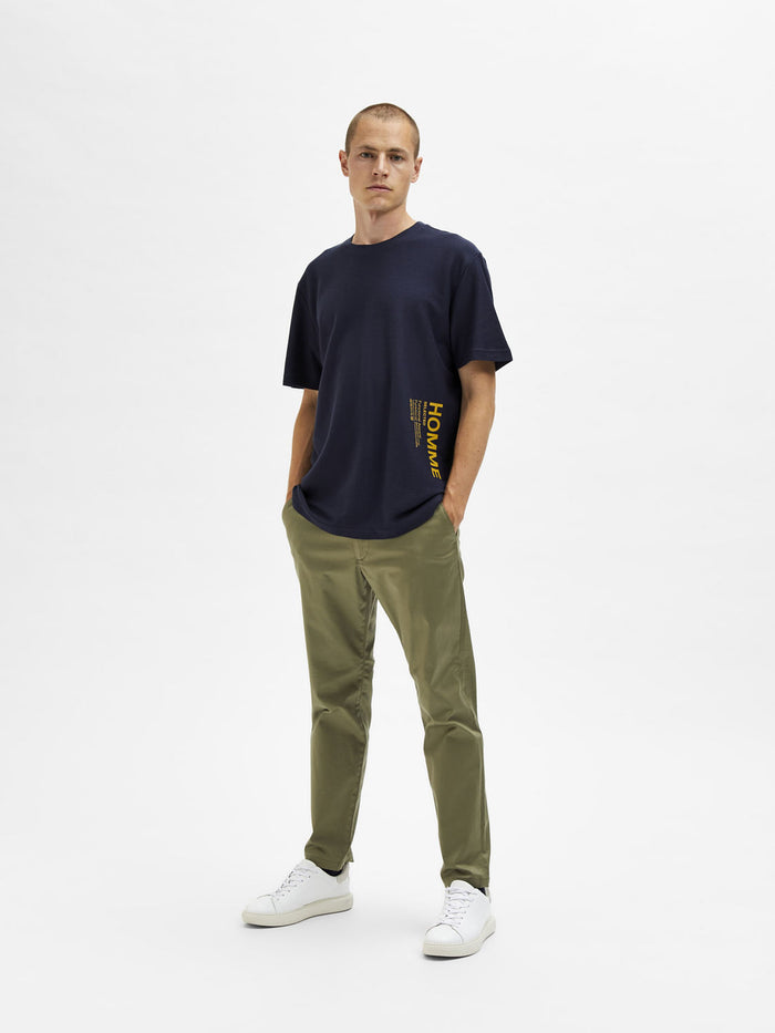Blue Logo Print Crew Neck T-Shirt