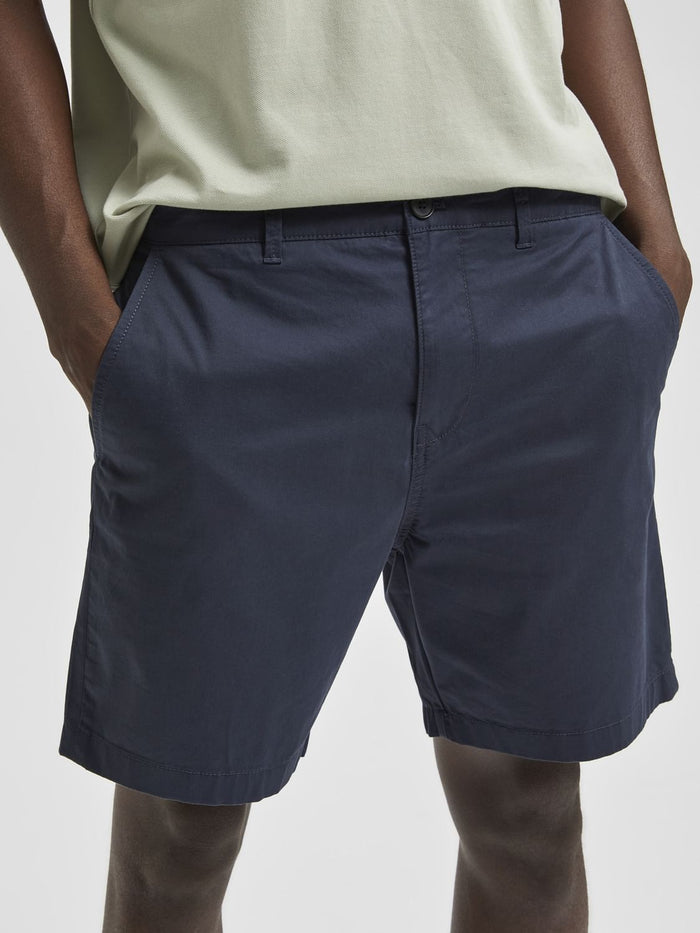 Blue Mid Rise Chino Shorts