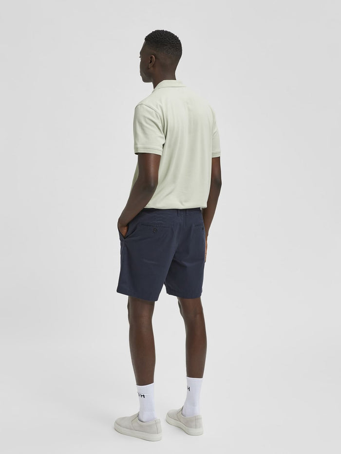 Blue Mid Rise Chino Shorts