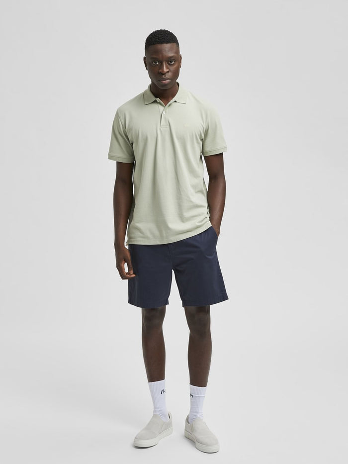 Blue Mid Rise Chino Shorts