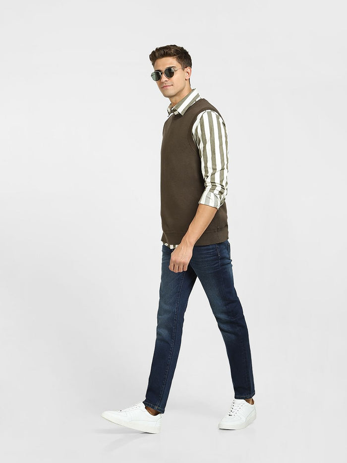 Blue Mid Rise Indigo Washed Slim Jeans