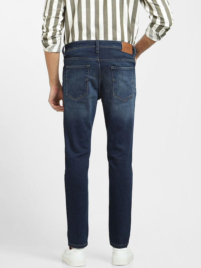 Blue Mid Rise Indigo Washed Slim Jeans
