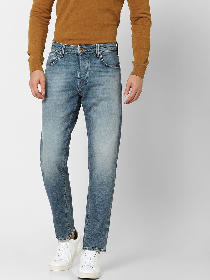 Blue Mid Rise Loose Fit Jeans