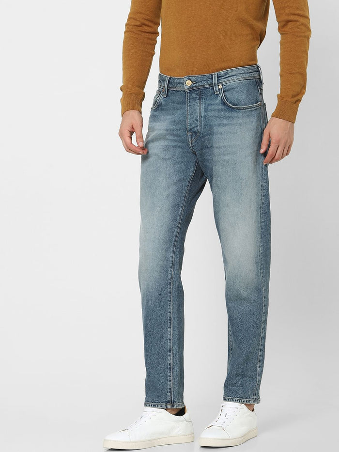 Blue Mid Rise Loose Fit Jeans