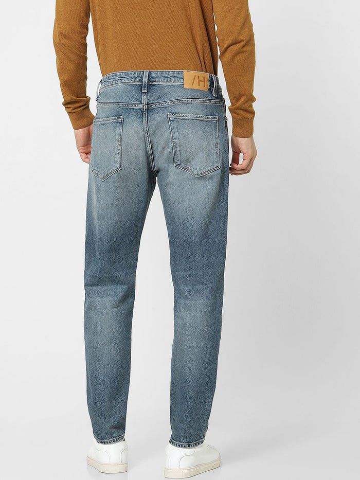 Blue Mid Rise Loose Fit Jeans