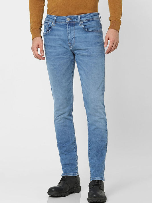 Blue Mid Rise Organic Cotton Leon Slim Fit Jeans