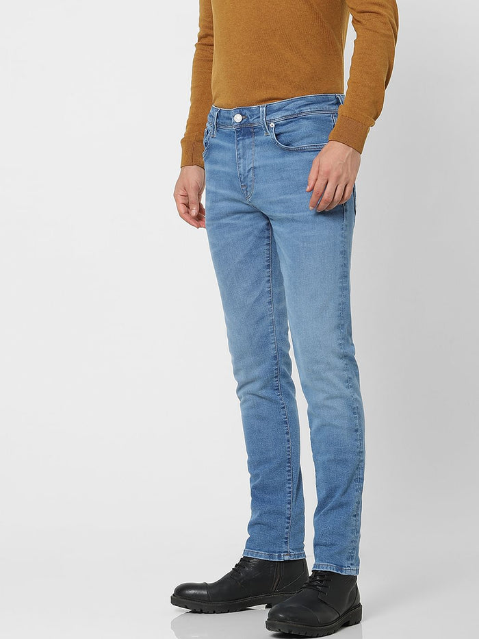 Blue Mid Rise Organic Cotton Leon Slim Fit Jeans