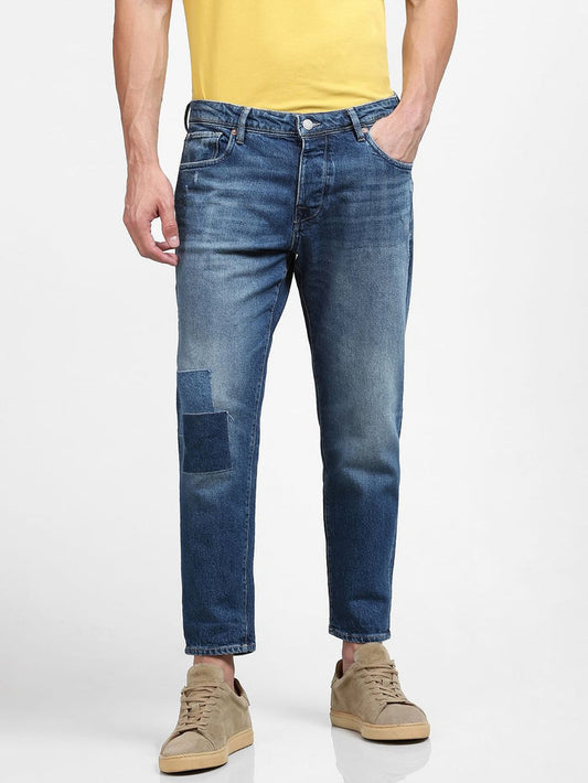 Blue Mid Rise Relaxed Jeans