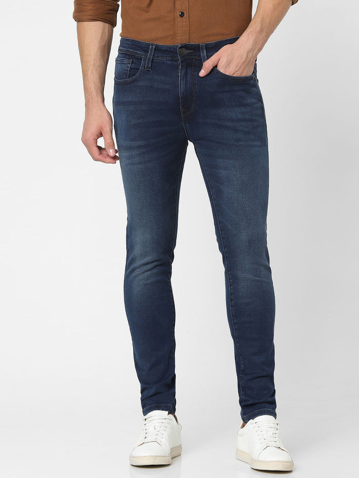 Blue Mid Rise Slim Jeans