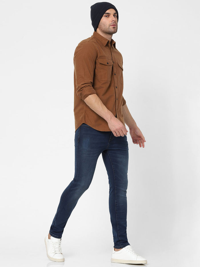 Blue Mid Rise Slim Jeans
