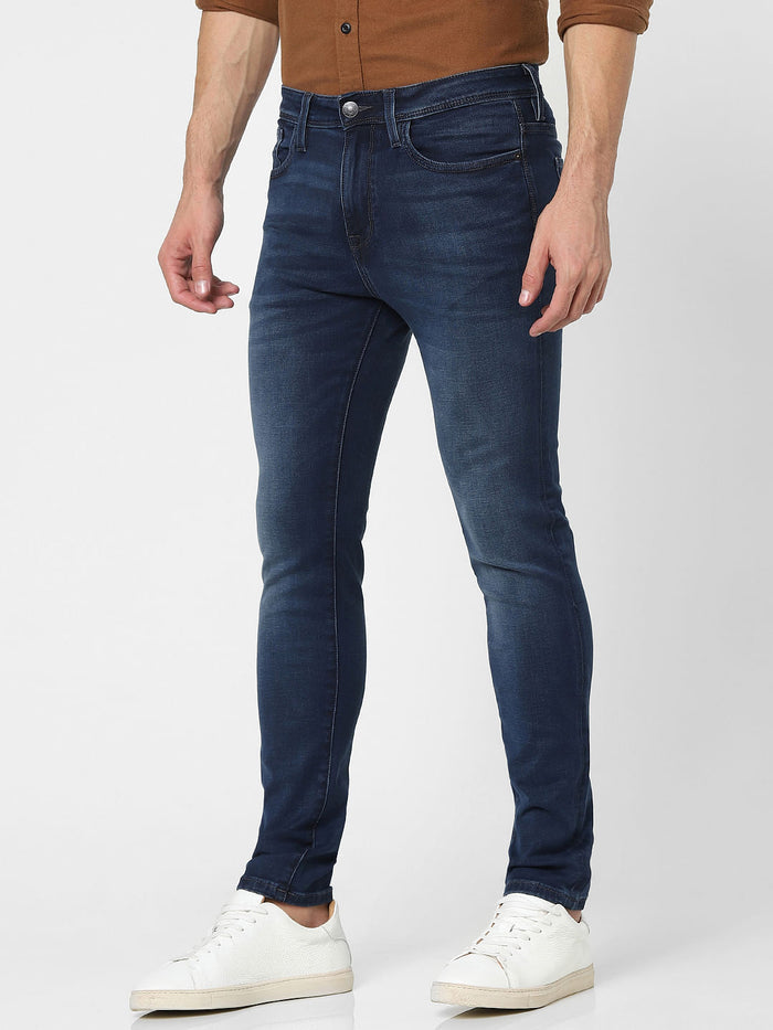 Blue Mid Rise Slim Jeans