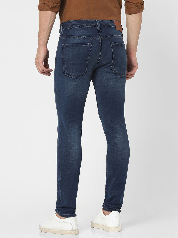 Blue Mid Rise Slim Jeans