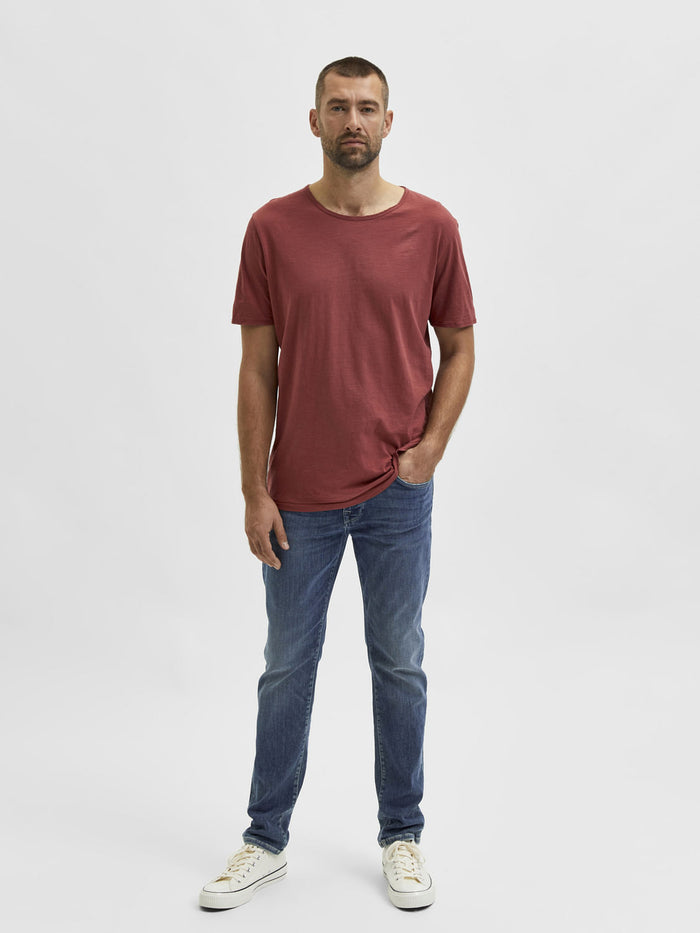 Blue Mid Rise Slim Jeans