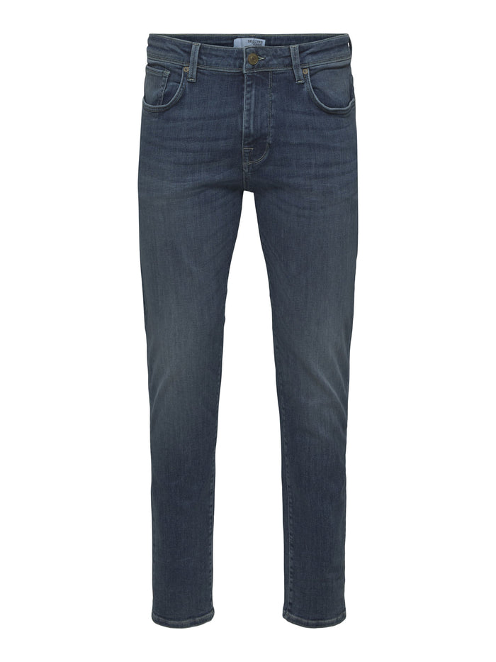 Blue Mid Rise Slim Jeans