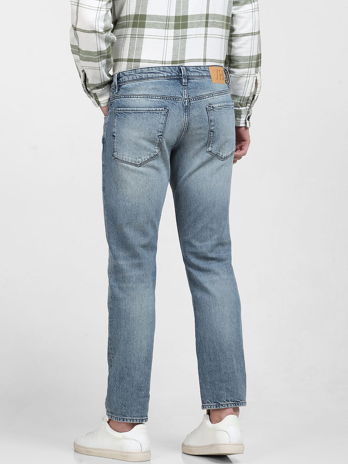 Blue Mid Rise Straight Jeans