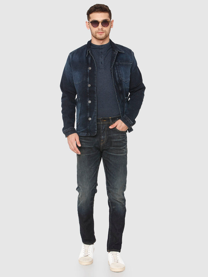 Blue Mid Rise Toby Tapered Fit Jeans