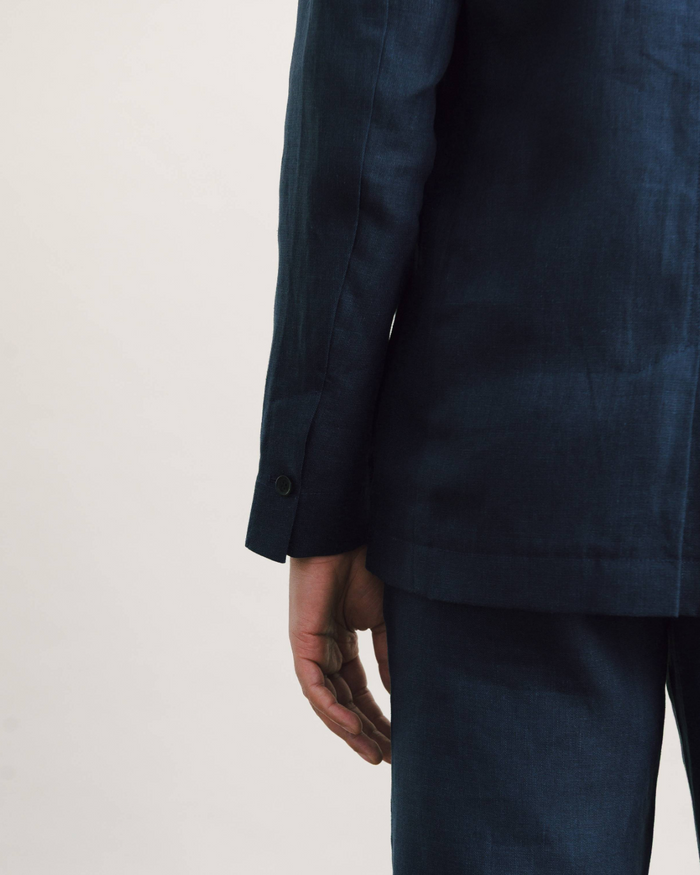 Blue Nights Linen Nehru Suit