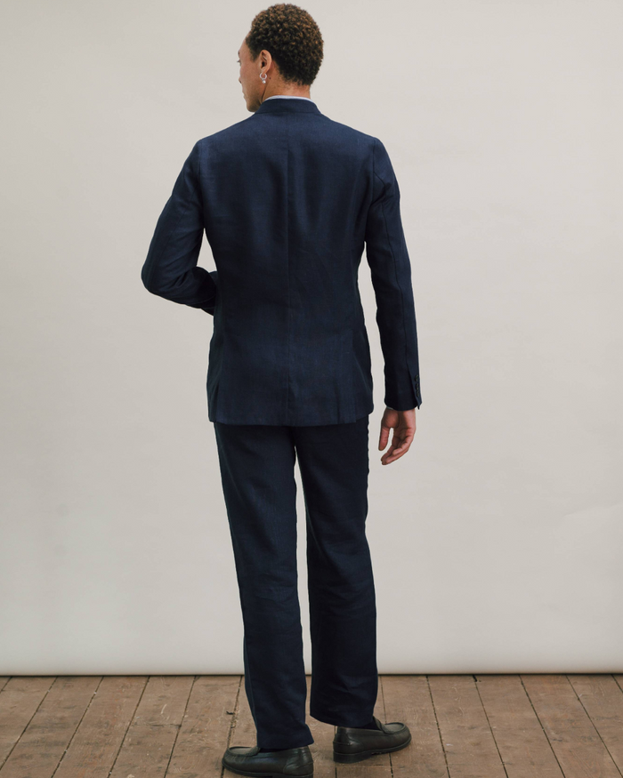 Blue Nights Linen Nehru Suit