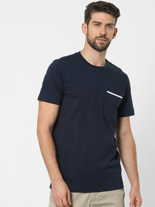 Blue Organic Cotton Crew Neck T-Shirt