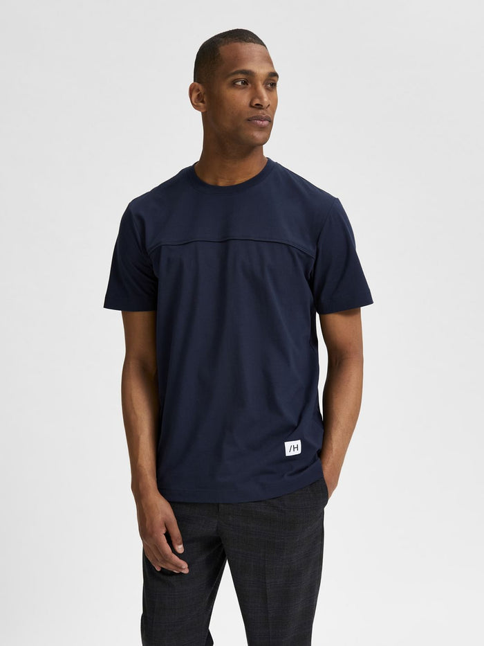 Blue Organic Cotton Crew Neck T-Shirt