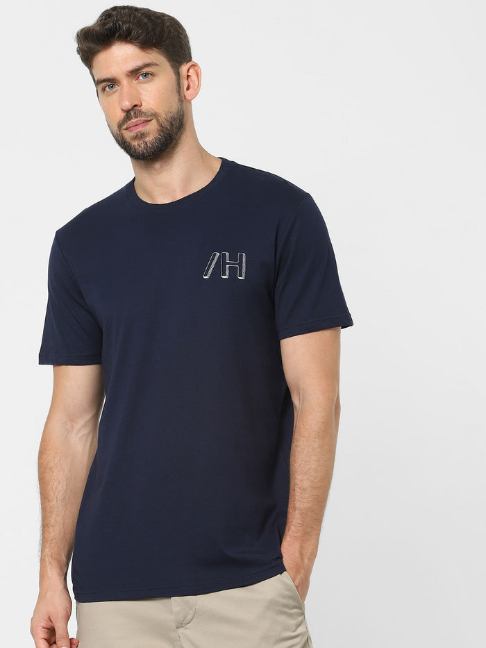 Blue Organic Cotton Crew Neck T-Shirt