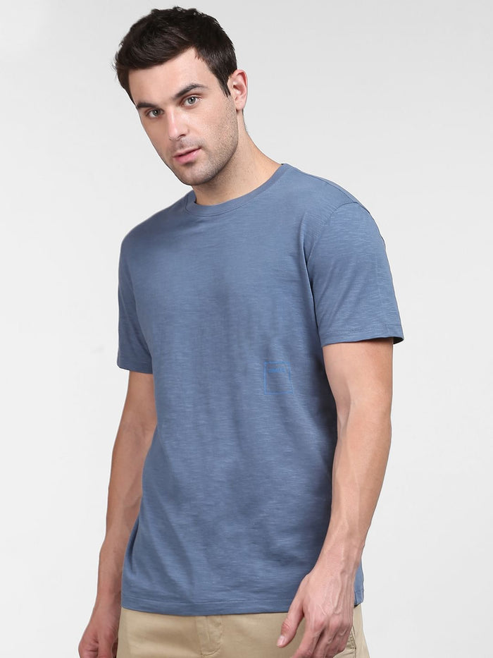 Blue Organic Cotton Crew Neck T-Shirt