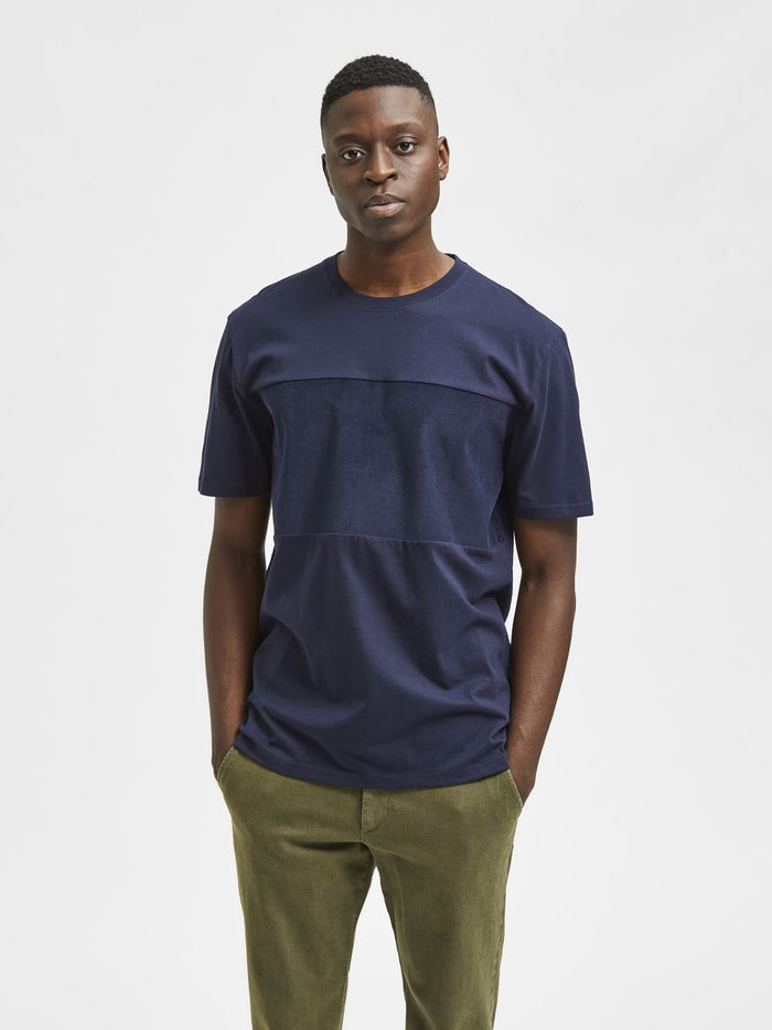 Blue Organic Cotton Crew Neck T-Shirt