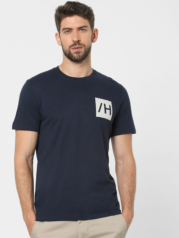 Blue Organic Cotton Crew Neck T-Shirt