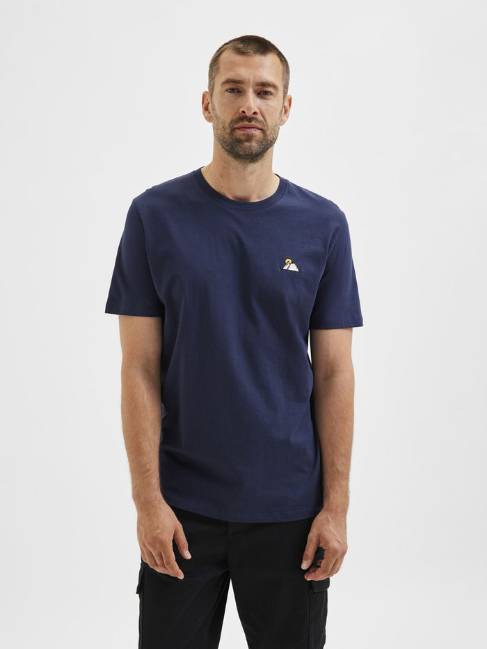 Blue Organic Cotton Crew Neck T-Shirt