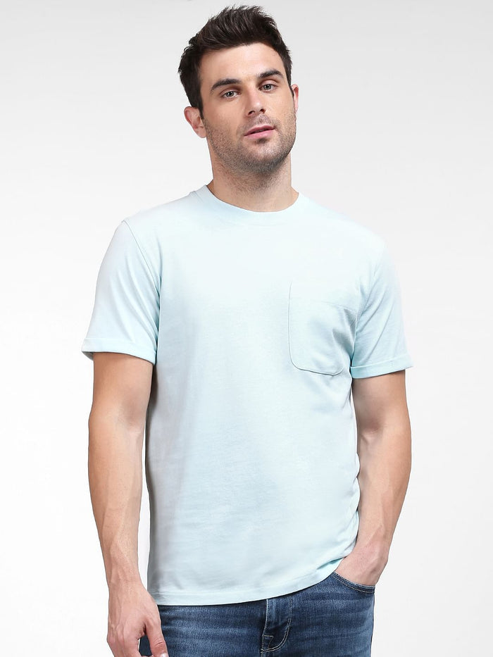 Blue Organic Cotton Crew Neck T-Shirt