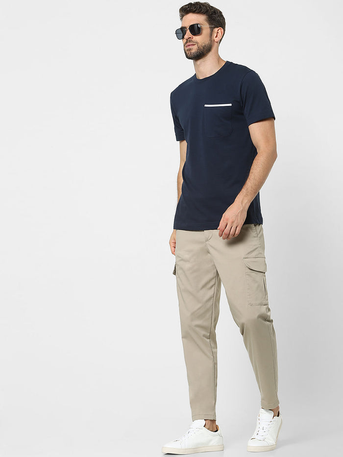 Blue Organic Cotton Crew Neck T-Shirt