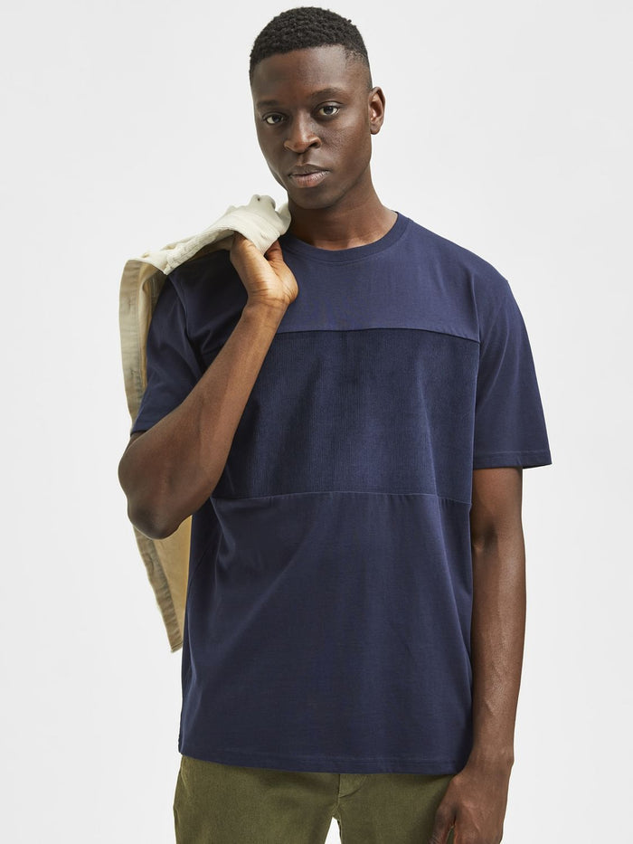 Blue Organic Cotton Crew Neck T-Shirt
