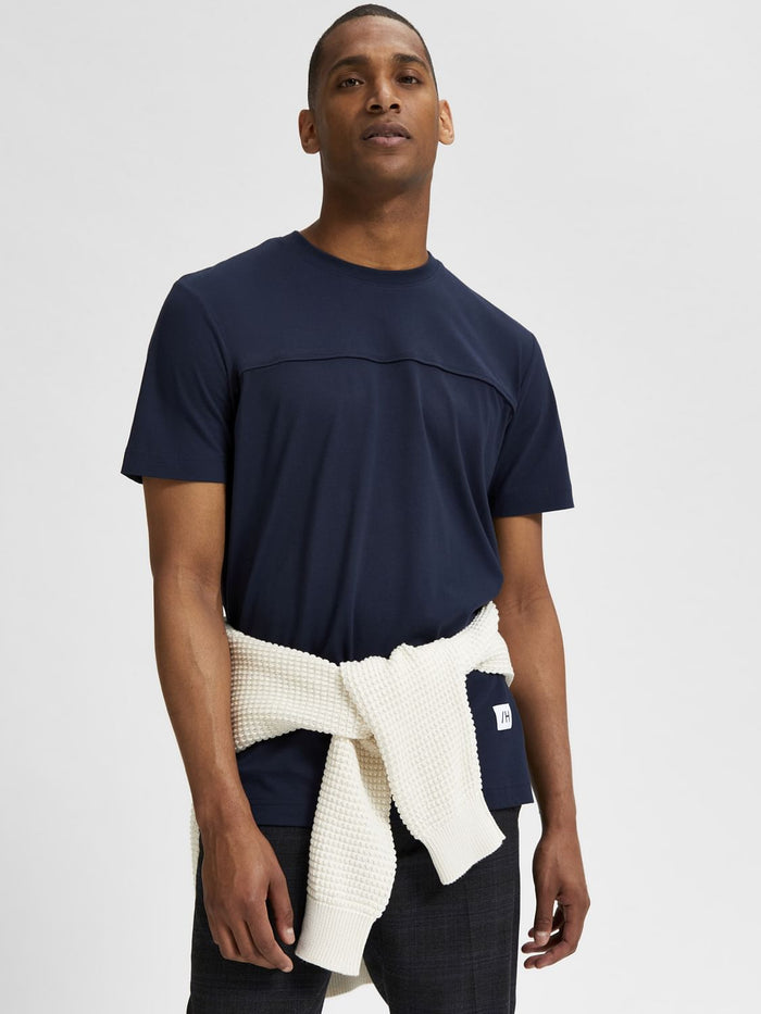Blue Organic Cotton Crew Neck T-Shirt