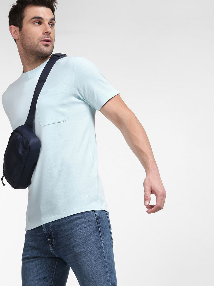 Blue Organic Cotton Crew Neck T-Shirt