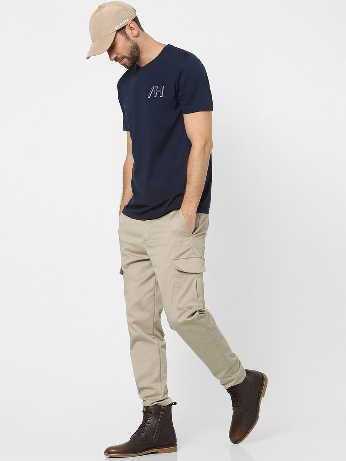 Blue Organic Cotton Crew Neck T-Shirt