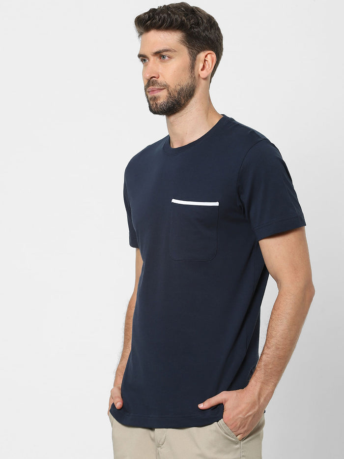 Blue Organic Cotton Crew Neck T-Shirt