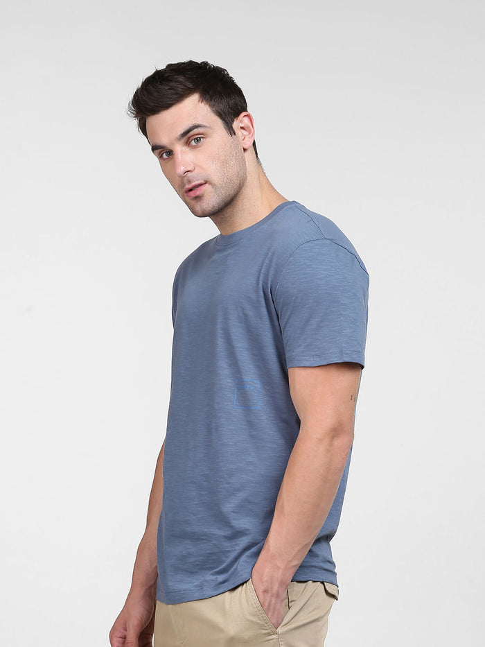 Blue Organic Cotton Crew Neck T-Shirt