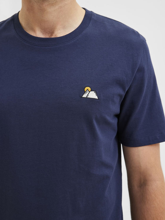 Blue Organic Cotton Crew Neck T-Shirt