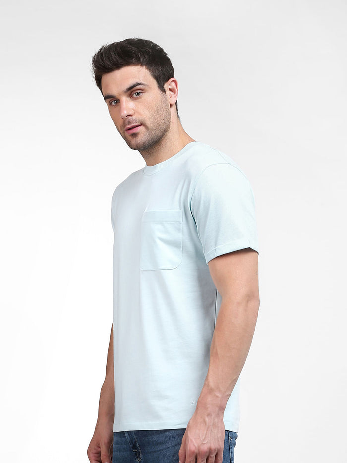 Blue Organic Cotton Crew Neck T-Shirt
