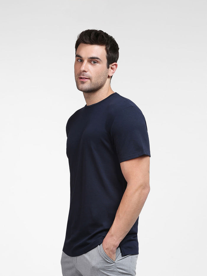 Blue Organic Cotton Crew Neck T-Shirt