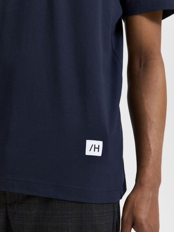 Blue Organic Cotton Crew Neck T-Shirt