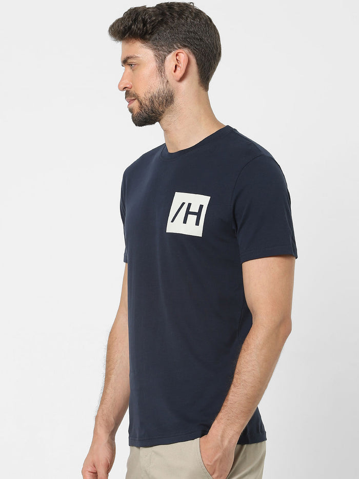 Blue Organic Cotton Crew Neck T-Shirt