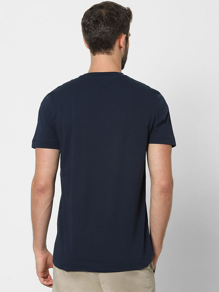 Blue Organic Cotton Crew Neck T-Shirt