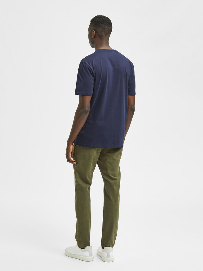 Blue Organic Cotton Crew Neck T-Shirt