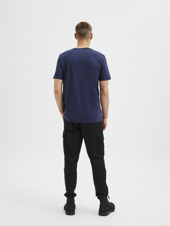 Blue Organic Cotton Crew Neck T-Shirt