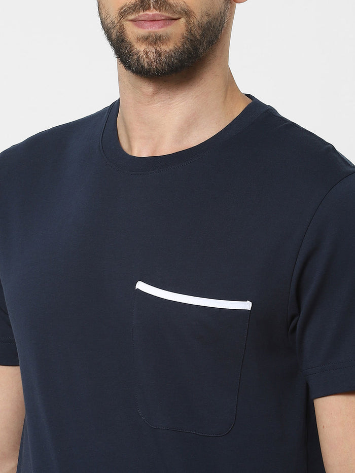 Blue Organic Cotton Crew Neck T-Shirt
