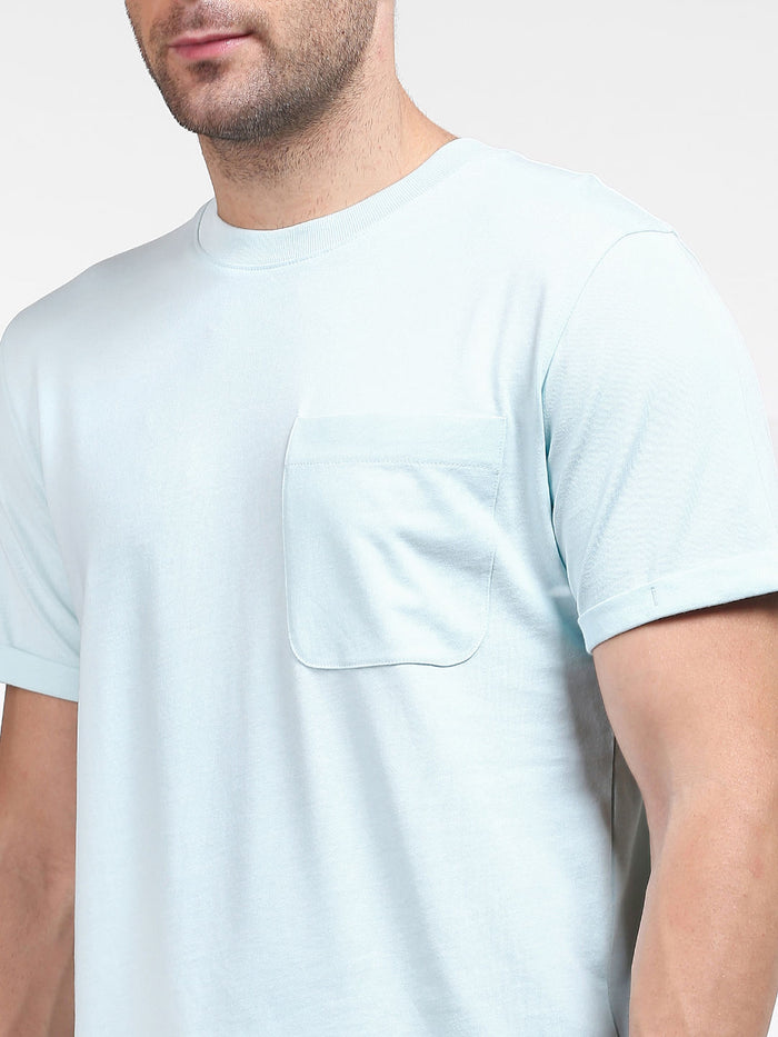 Blue Organic Cotton Crew Neck T-Shirt